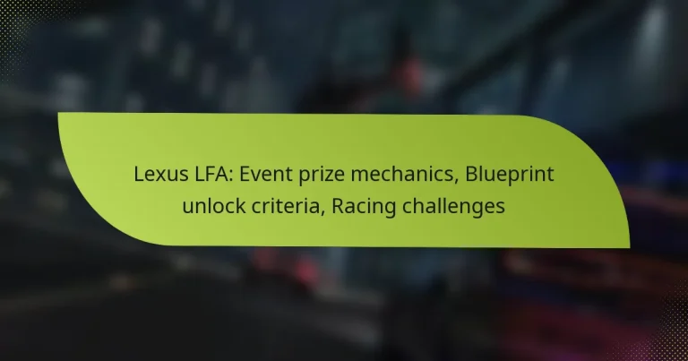 Lexus LFA: Event prize mechanics, Blueprint unlock criteria, Racing challenges