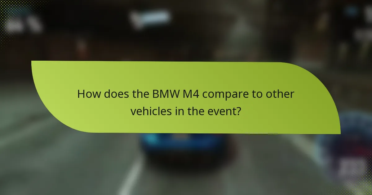 How does the BMW M4 compare to other vehicles in the event?