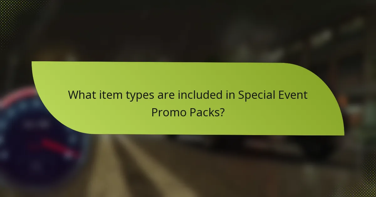 What item types are included in Special Event Promo Packs?